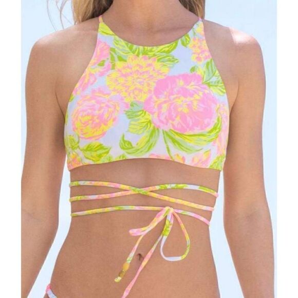 Maaji Floral Reversible Babydoll High Neck Bikini Top Size Medium - Picture 1 of 9